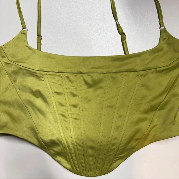 White Fox Boutique Hypnotized Bustier Matcha Corset Cropped Spaghetti Strap Top - Picture 4 of 6